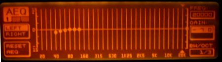 DEQ2496 display showing the 40-125 hz set, and other frequencies deselected.