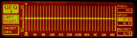 DEQ2496 display showing the target set to flat across the whole frequency response.