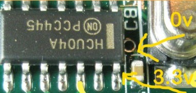 Pin supplying 3.3v to HCU04.