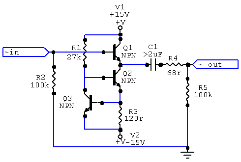 Circuit diagram of the discrete buffer.